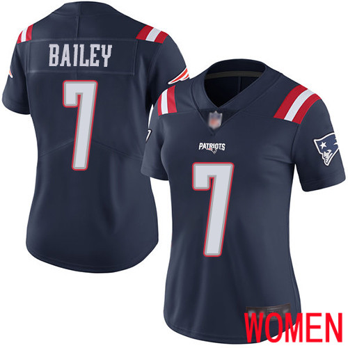 New England Patriots Football #7 Rush Vapor Untouchable Limited Navy Blue Women Jake Bailey NFL Jersey